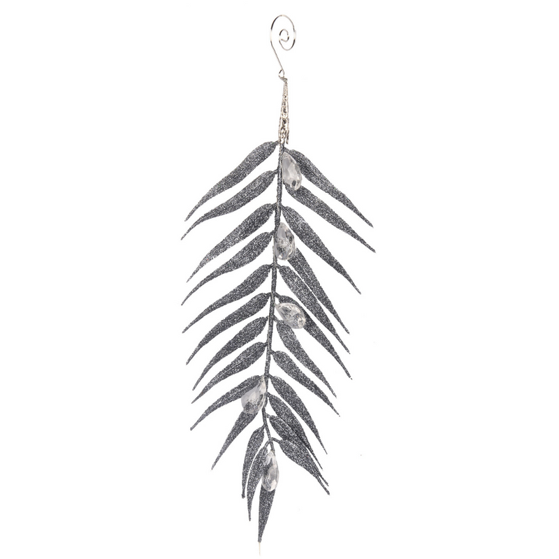 Ronis Crystal Leaf Branch Tree Decor 34cm Dark Silver