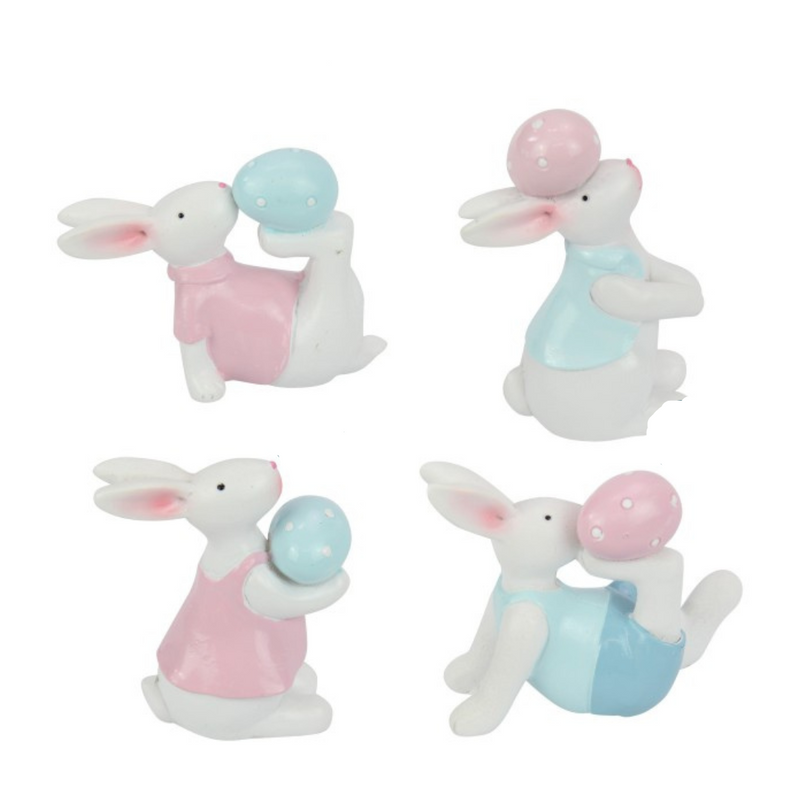 Ronis Cute Rabbits Holding Eggs 7cm 4 Asstd