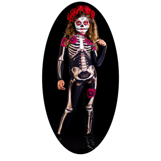 Day of The Dead Jumpsuit Girls Costume