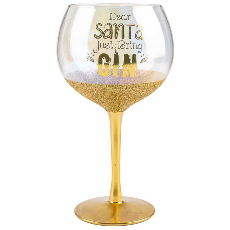 Dear Santa Just Bring Gin Glass 21cm 675ml