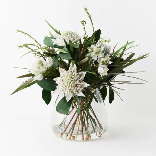 Waratah Mix in Vase White 48cmh