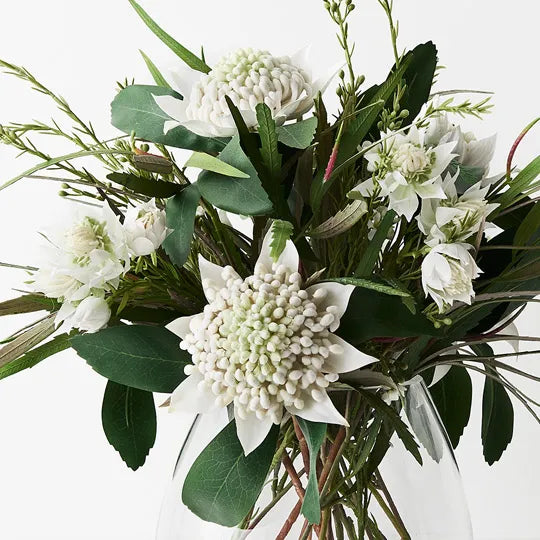 Waratah Mix in Vase White 48cmh