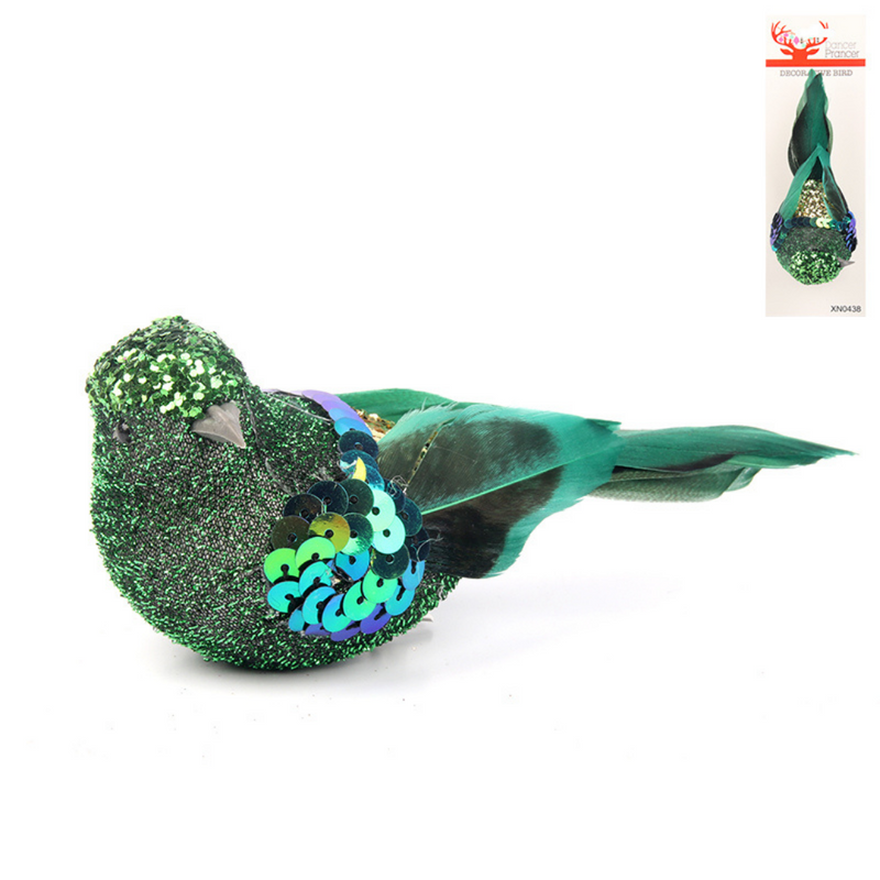 Ronis Feather Bird Clip 14cm Green