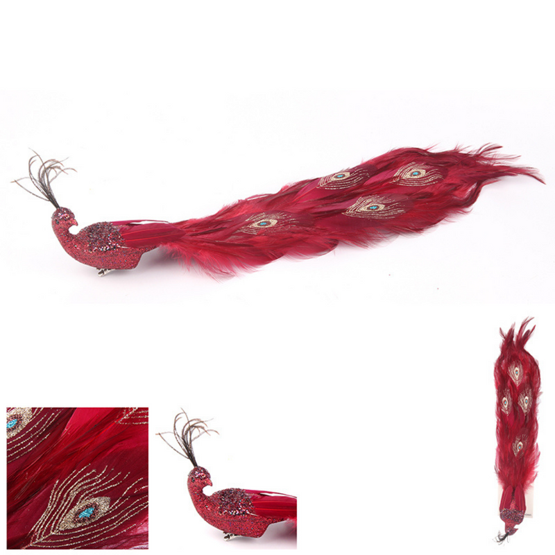 Ronis Feather Peacock Clip 26cm Burgundy