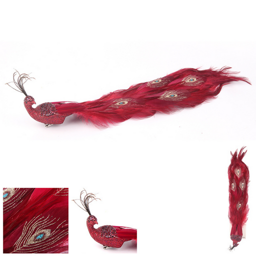 Ronis Feather Peacock Clip 26cm Burgundy
