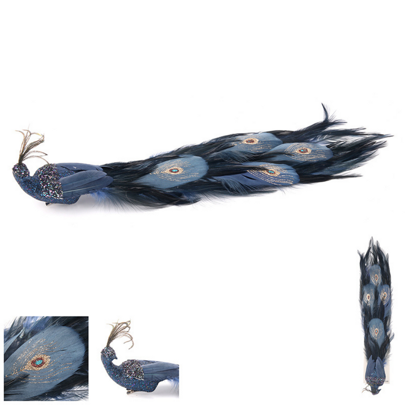 Ronis Feather Peacock Clip 26cm Dark Blue