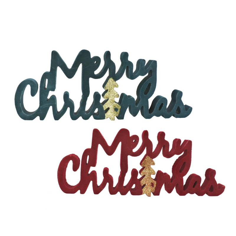 Flocked Christmas Table Sign Assorted