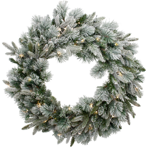 Flocked Emerald Angel Wreath 76cm Pre-Lit 100 WW
