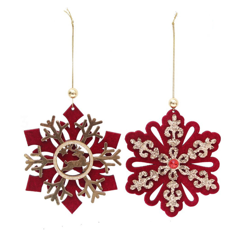 Ronis Flocked Snowflake Tree Ornaments 13cm