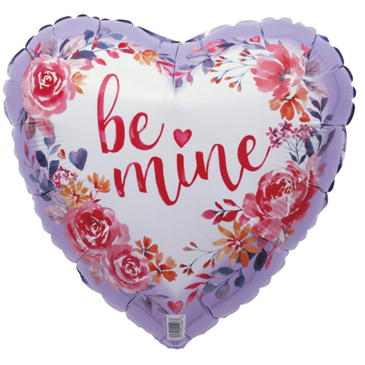 Bulk Floral Be My Valentine in Heart Foil Balloon With Ribbon 43cm