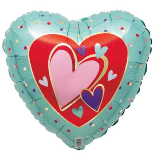 Foil Bln Lovely Hearts Heart Foil Balloon With Ribbon 43cm