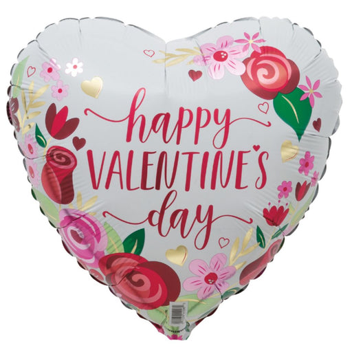 Bulk Rosy Valentines Day Heart Foil Balloon With Ribbon 43cm