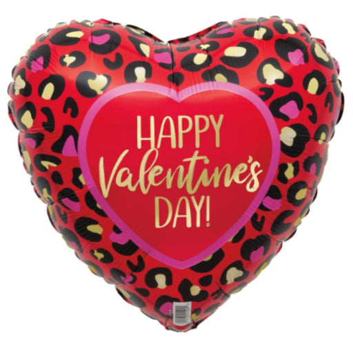 Foil Bln Wild Valentine Heart Foil Balloon With Ribbon 43cm