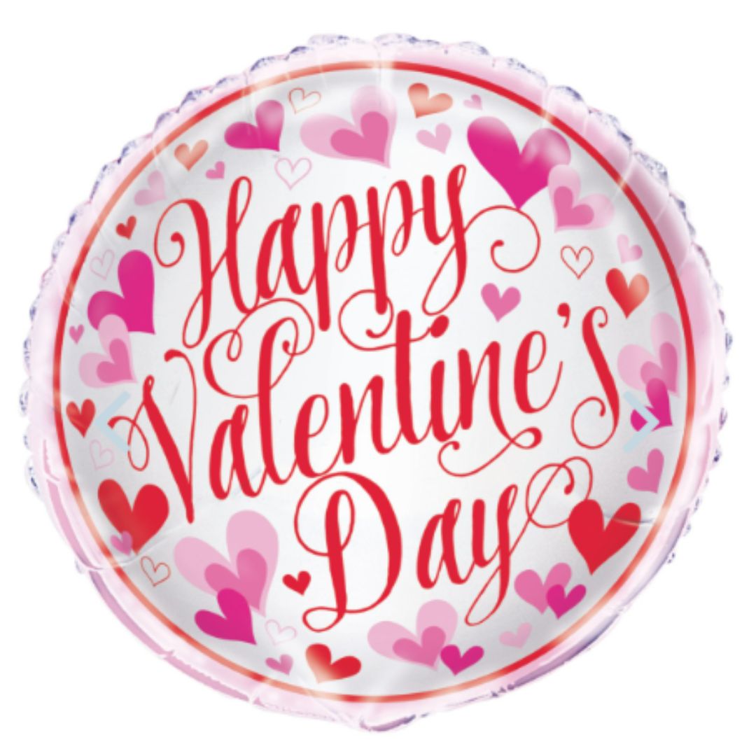 Red & Pink Hearts Happy Valentines Day Foil Balloon Packaged 45cm — Ronis