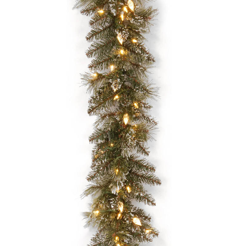 Garland Glittery Bristle Pre Lit 274cm