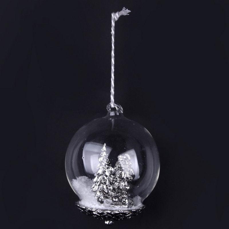 Ronis Glass ball with Polyresin Santa Hanging Decor
