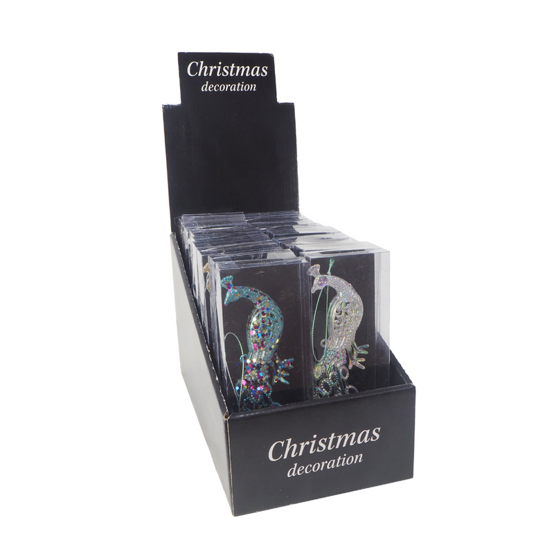 Glitter Peacock Decor 26cm