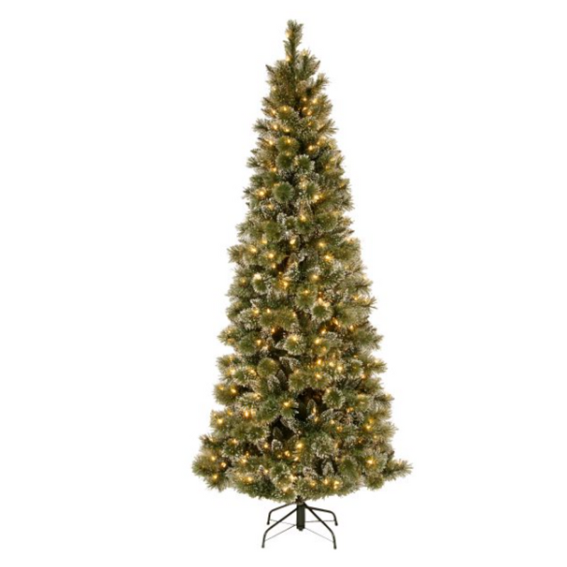 Glittery Bristle Slim Line Tree 229cm 7.5ft