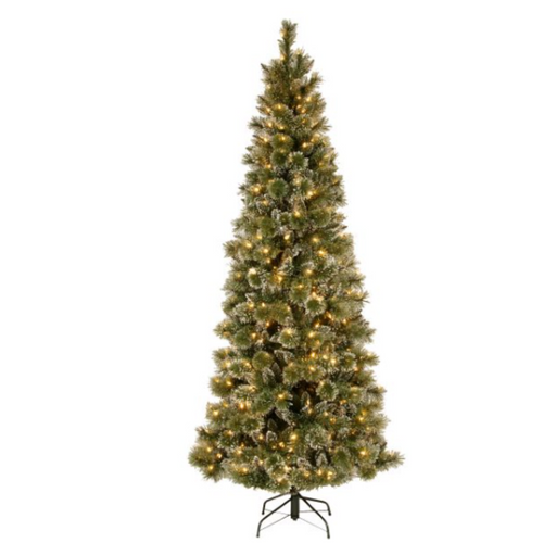 Glittery Bristle Slim Line Tree 229cm 7.5ft