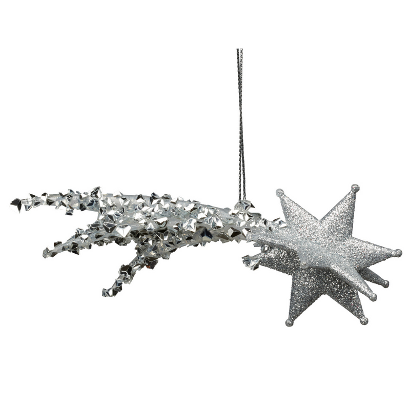Hanging Silver Shooting Star 15cm