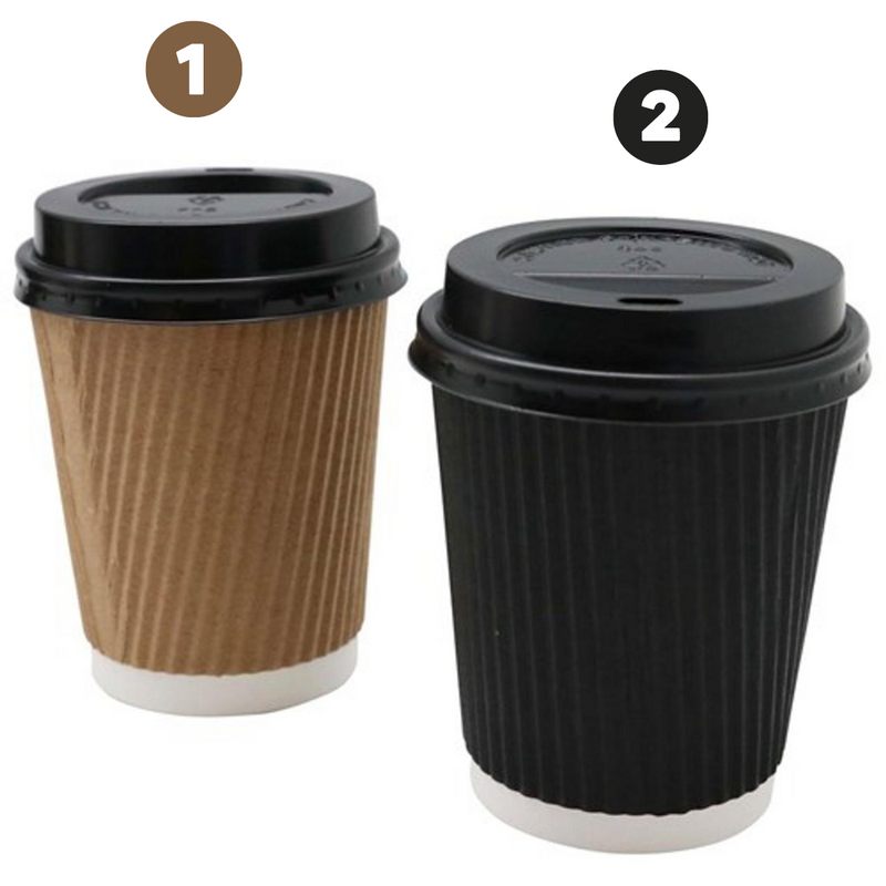 Ripple Wall Coffee Cups W/Lids 340ml 10pk