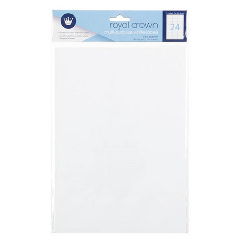 Label White A4 24 Per Sheet x 10 Sheets Total 240pk