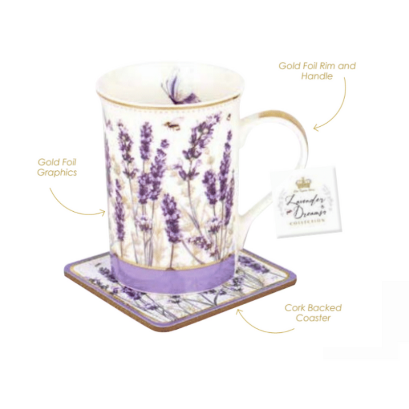 LAVENDER DREAMS MUG AND COASTER 60ML 9.5cm