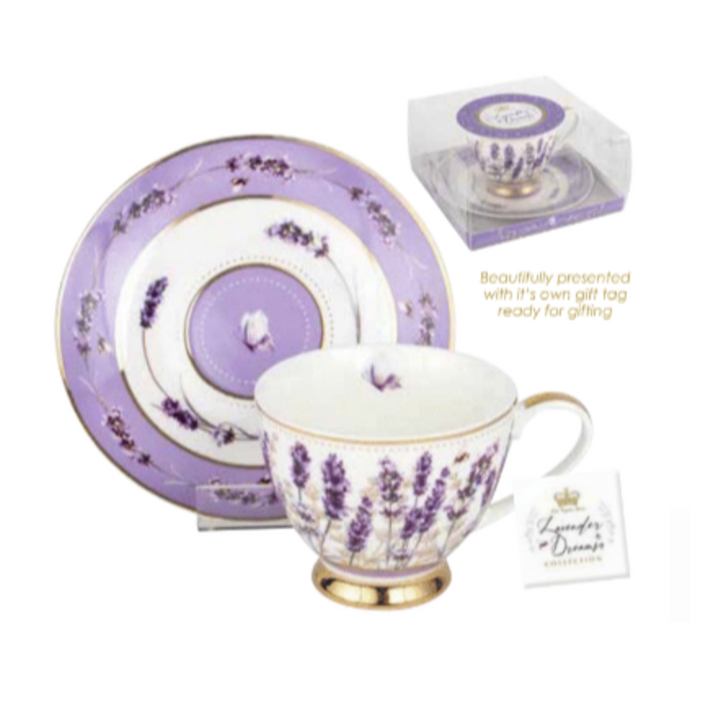 LAVENDER DREAMS TEACUP AND SAUCER SET 200ML