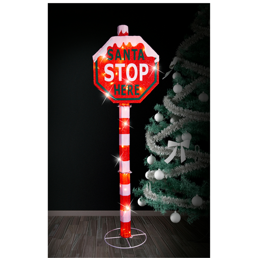 RONIS LED MESH SANTA STOP HERE POLE 150CM