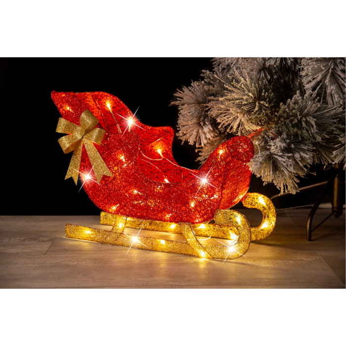 Led Sleigh Glitter Thread 60Cm Red And Gold