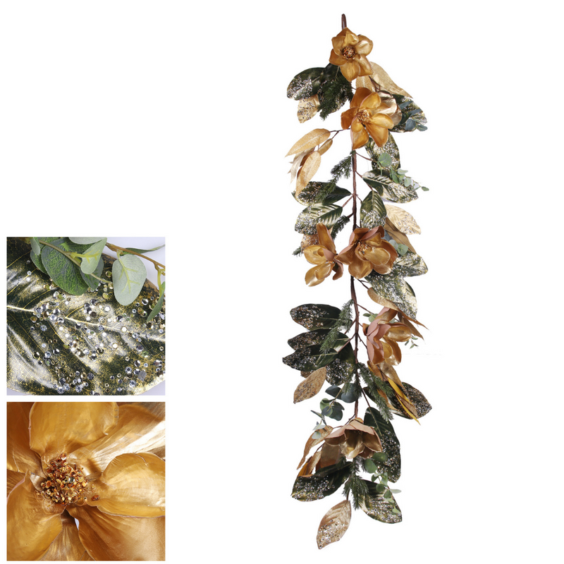 Ronis Magnolia Garland 180cm Gold