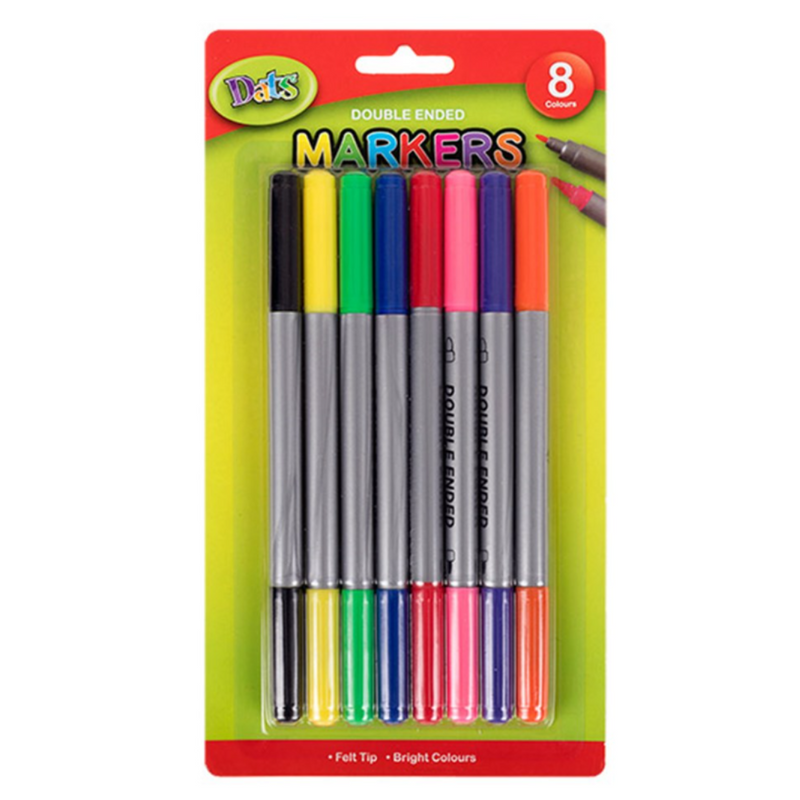 Marker Colour Fine Tip Dual Tips 8pk