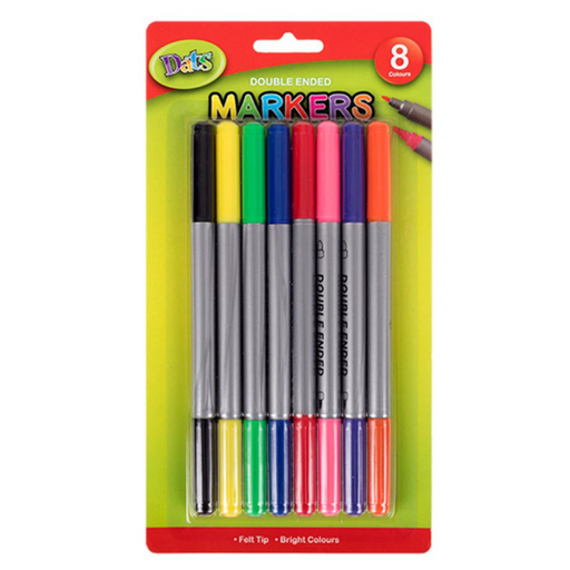 Marker Colour Fine Tip Dual Tips 8pk