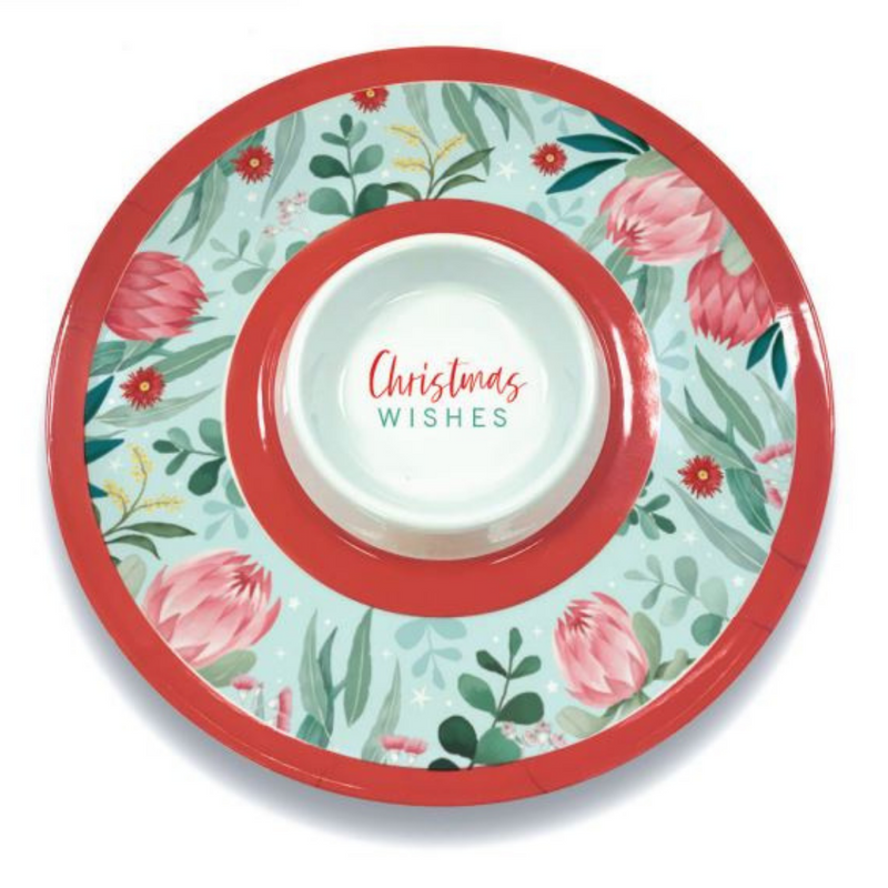 Melamine Christmas Australiana Chip N Dip Plate