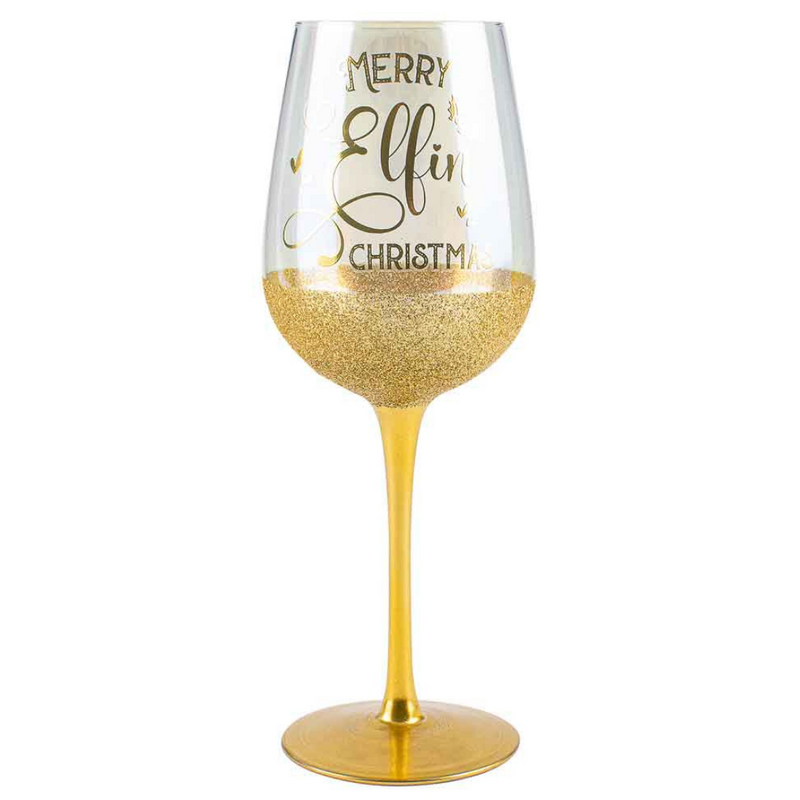 Merry Elfin Christmas Wine Glass 430ml