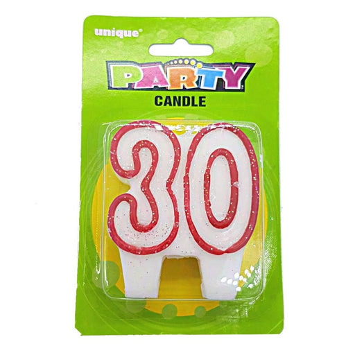 Glitter Candle Number 30 Red