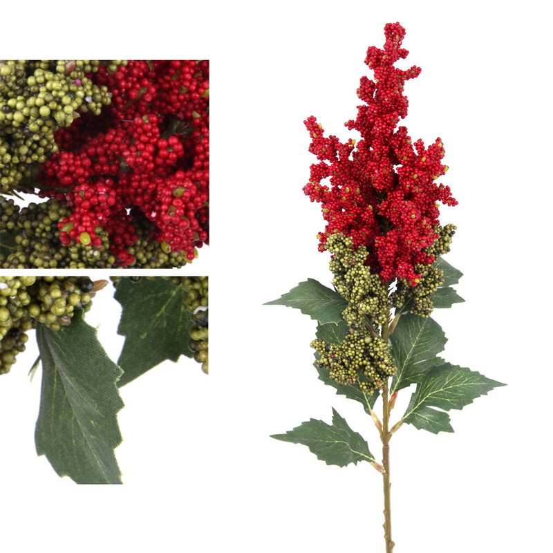 Ronis Mini Berries Spray with Leaves 61cm Red
