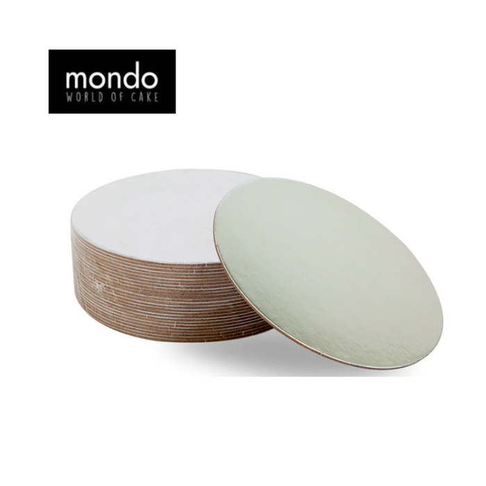 MONDO 2.5mm Cake Board Round - Silver 10in Pkt 25 25cm