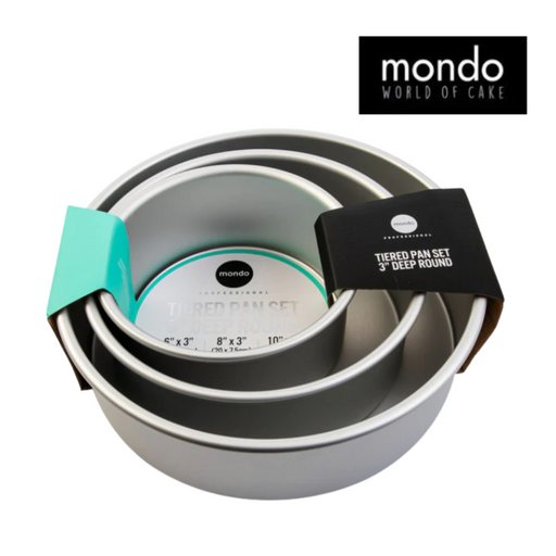 Mondo Pro Set of 3 Round Deep Cake Pans 6in/8in/10in