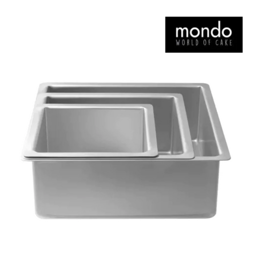 MONDO Pro Set of 3 Square Deep Cake Pans 4in