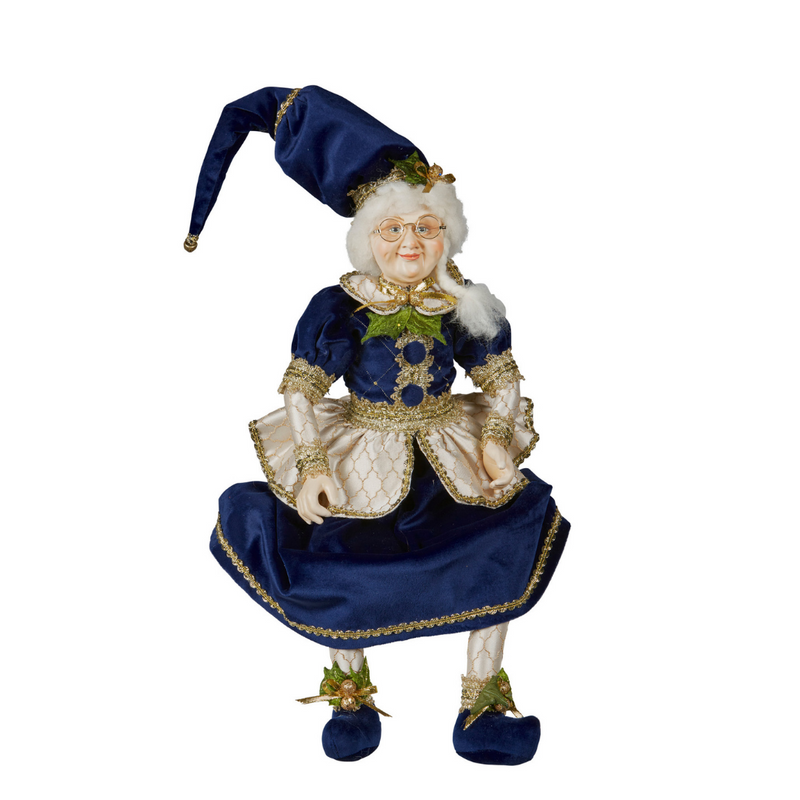 Mrs. Claus Blue Gold Sitting 70cm