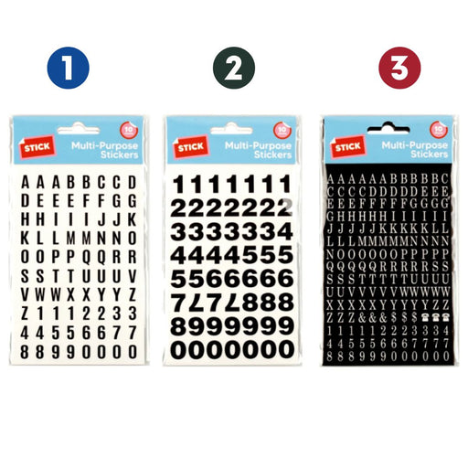 Multi-Purpose Stickers Letters & Numbers 10Sheets 3 Asstd