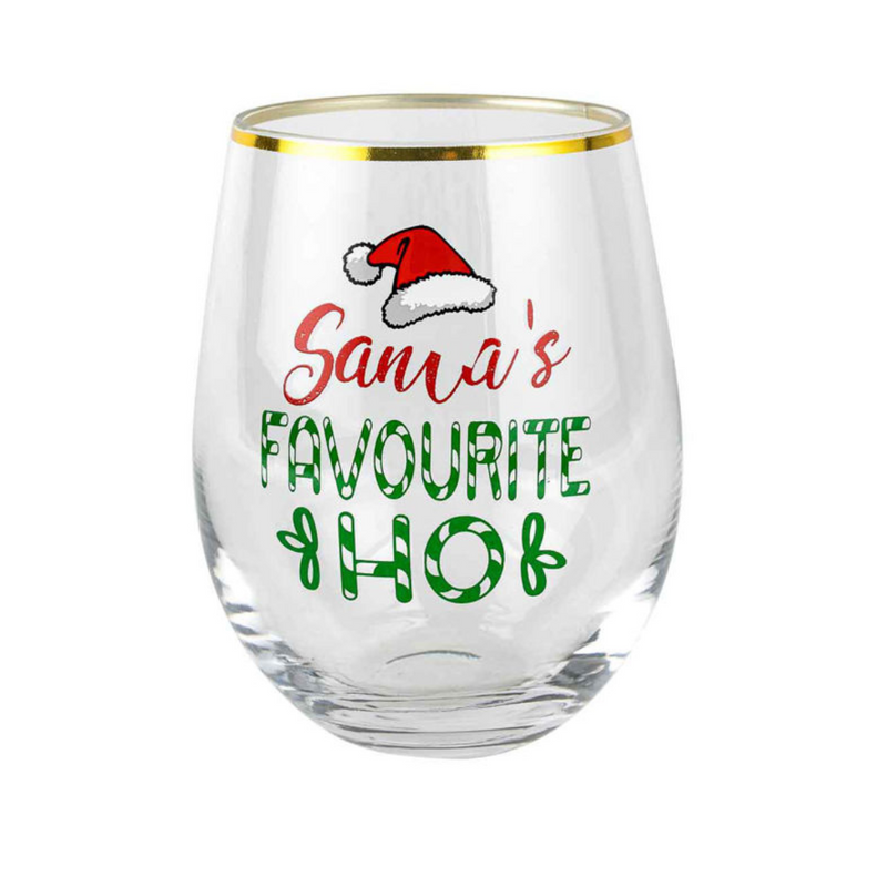 Novelty Christmas Stemless Santas Favourite Ho 600ml