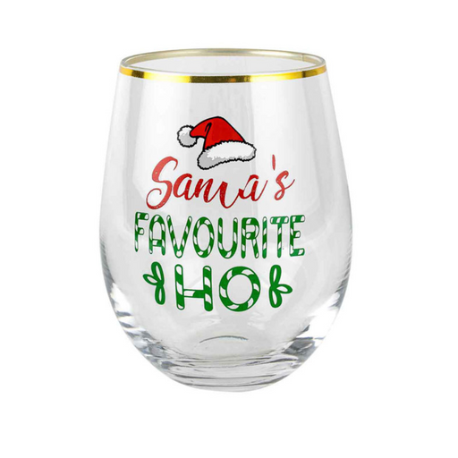 Novelty Christmas Stemless Santas Favourite Ho 600ml