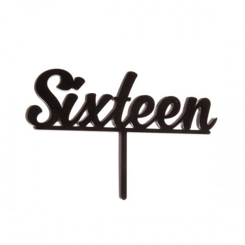 Number Sixteen Cake Topper Black