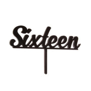 Number Sixteen Cake Topper Black
