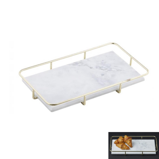 Nuvolo Tray Grey with Gold Handles 32x18.5x4cm