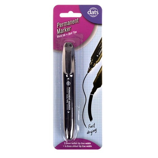 Permanent Marker Dual Tips Black Ink 1pk