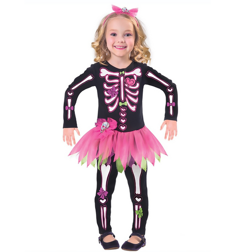 Pink Skeleton Girls Costume