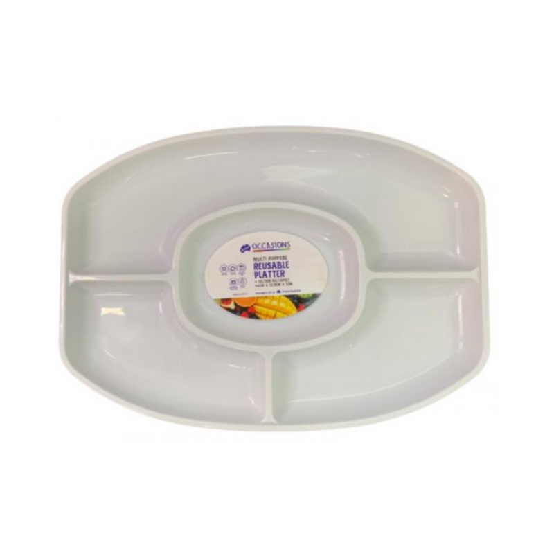 PLATTER 4 SECTIONAL OVAL 46x32.5x3cm WHITE